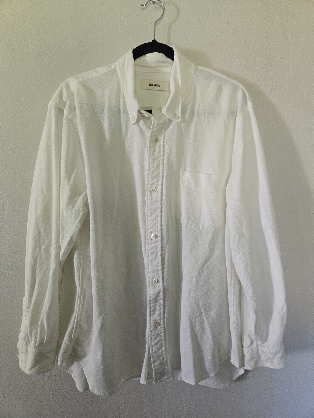 Buck Mason Huckberry Men's Pique Cotton Button Down Shirt White XL
